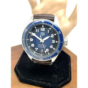 Tag Heuer Autavia Men's Watch WBE5116 Swiss Automatic Blue Dial Leather Strap